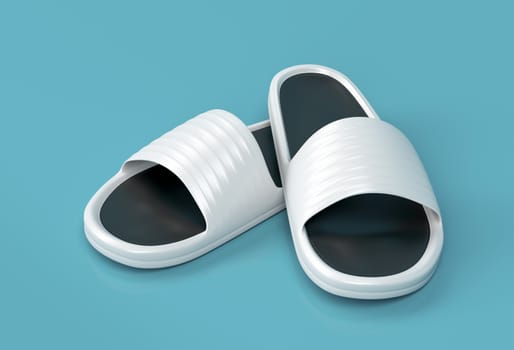 White rubber slippers on shiny background