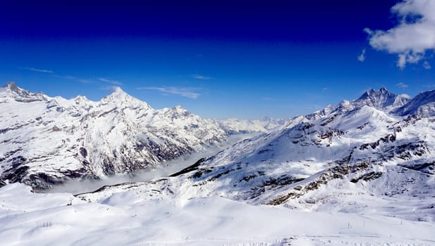 snow mountains and blue sky, matterhorn, zermatt, switzerland