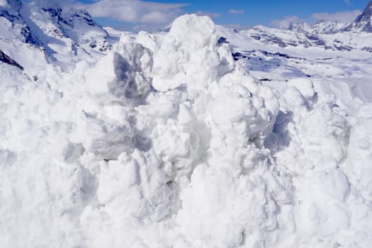 snow close up top of the mountains, zermatt, switzerland