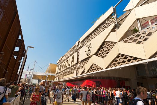 MILAN, ITALY - AUGUST 31, 2015: Angola pavilion at Expo Milano 2015, universal exposition on the theme of food, in Milan, Lombardy, Italy, Europe
