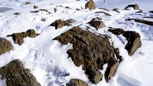 close up snow and rock top of the mountains, zermatt, switzerland