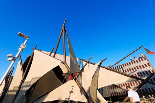 MILAN, ITALY - AUGUST 31, 2015: Kuwait pavilion at Expo Milano 2015, universal exposition on the theme of food, in Milan, Lombardy, Italy, Europe