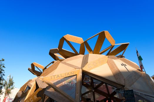 MILAN, ITALY - AUGUST 31, 2015: Love It pavilion at Expo Milano 2015, universal exposition on the theme of food, in Milan, Lombardy, Italy, Europe