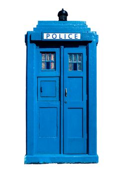 Isolation Of A Traditional Blue British Police Box