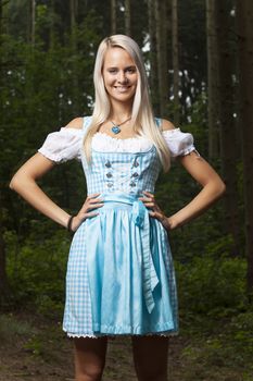 blonde woman in a bavarian dirndl