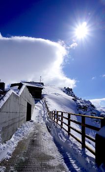 walkway of Building Gornergrat station, Matterhorn, Zermatt, Switzerland