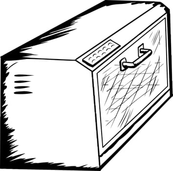 Hand drawn cartoon of an empty toaster oven over white