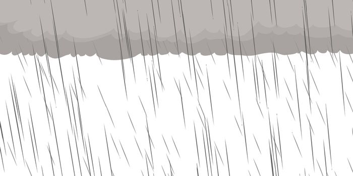 Gray clouds and rain over white background illustration