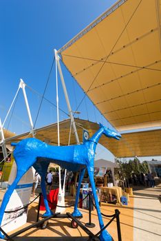 MILAN, ITALY - AUGUST 31, 2015: United Nations pavilion at Expo Milano 2015, universal exposition on the theme of food, in Milan, Lombardy, Italy, Europe