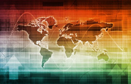 World Business Background with Map and Digital Data