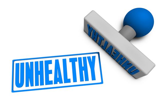 Unhealthy Stamp or Chop on Paper Concept in 3d