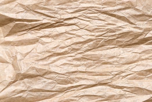 closeup of crumpled Kraft paper