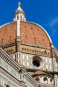 In the photo the dome of Florence Cathedral close up.