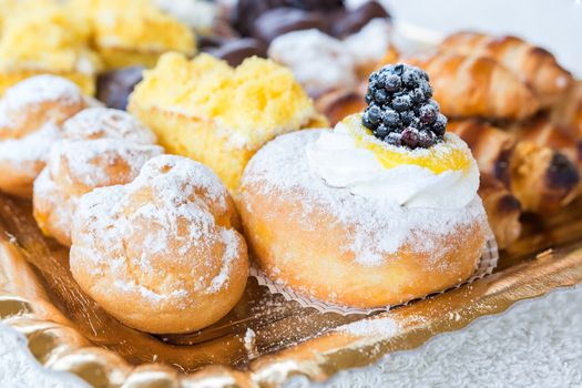 In the picture a tray of pastries typical Italian.