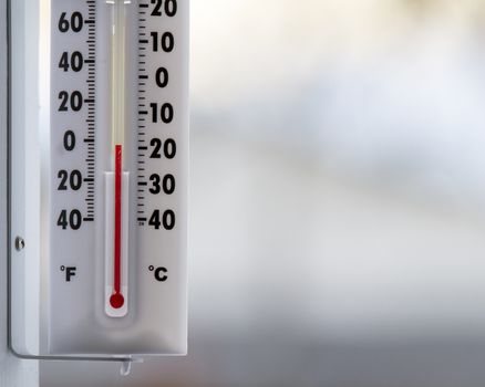 Below zero degrees outside we get a look at the thermometer