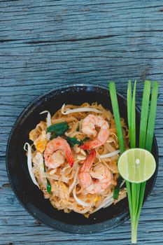 Thai Fried Noodles "Pad Thai" with shrimp and vegetables