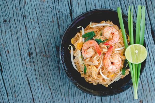 Thai Fried Noodles "Pad Thai" with shrimp and vegetables