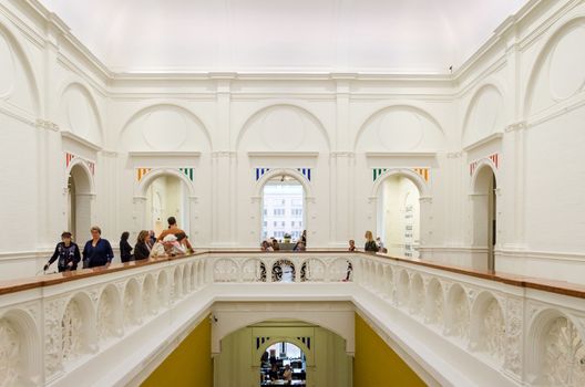 Amsterdam, Netherlands - May 6, 2015: Dutch People visit Stedelijk Musem in Amsterdam located in the museum park, Netherlands on May 6, 2015