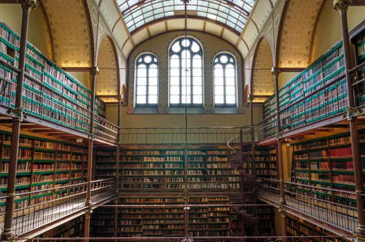 Amsterdam, Netherlands - May 6, 2015: Rijksmuseum Research Library on May 6, 2015. This is the largest public art history research library in the Netherlands. The library is part of the Rijksmuseum in Amsterdam.