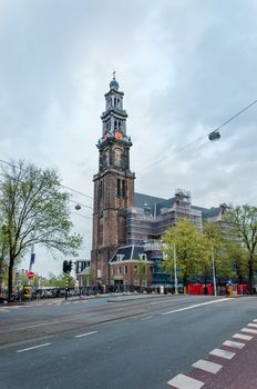 Amsterdam, Netherlands - May 6, 2015: Westerkerk (Western Church) a Dutch Protestant church in central Amsterdam in the Netherlands. on May 6, 2015.