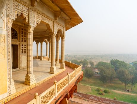 Balcony and gallery of Agra fort, India