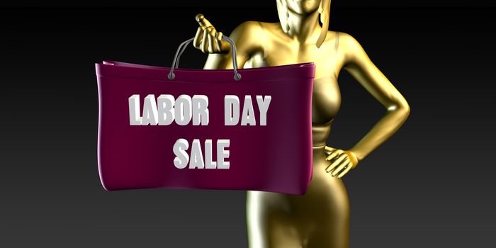Labor Day Sale with a Lady Holding Shopping Bags