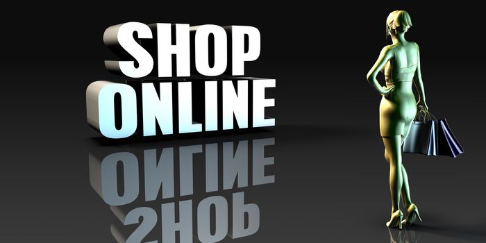 Shop Online as a Concept with Lady Holding Shopping Bags