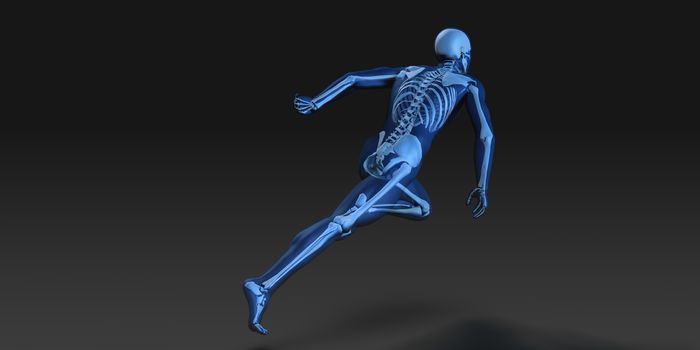 3D Concept of Human Male Body and Skeleton Running