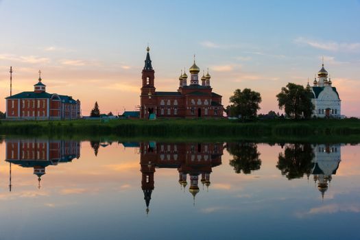 The image of the church near the river