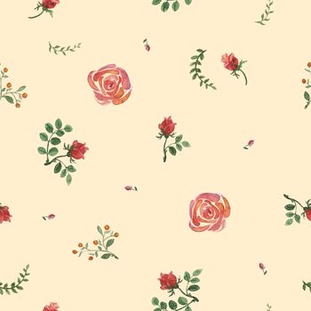 flowers watercolor of floral rose seamless pattern