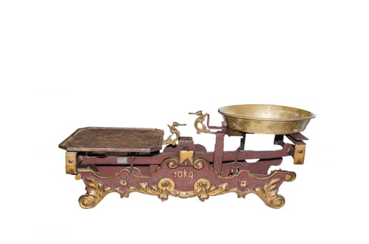 Old antique household scale with weighing pans