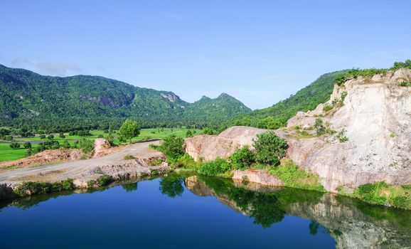 Mountain lake in Chau Doc town, An Giang, Vietnam. Chau doc near Cambodia is famous tourist spots of the Mekong river tours.