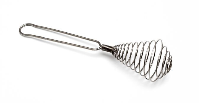 Houseware: steel whisk, isolated on white background