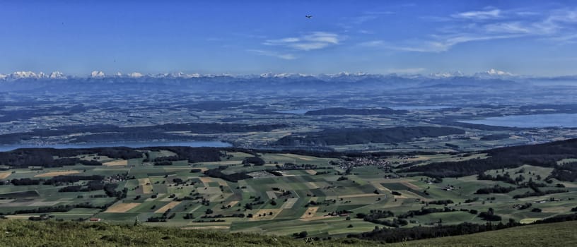 Beautiful panorama of mountains and valleys