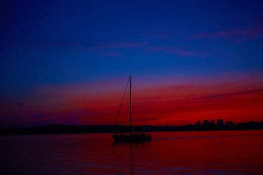 Sunrise over the river. Dnepr river. Kiev