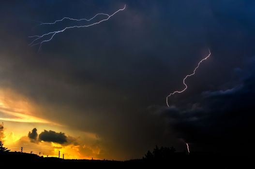 Lightning, Weather and Storms in night skies