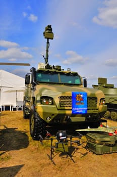 MOSCOW, RUSSIA - AUG 2015: Reconnaissance vehicle KAMAZ-53949 presented at the 12th MAKS-2015 International Aviation and Space Show on August 28, 2015 in Moscow, Russia