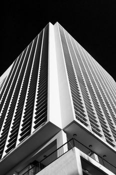 Architectural detail in black and white, Faculty of Economy in Havana, Cuba.