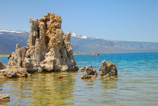 Tufas rocks made of calcium carbonate deposits at Mono Lake California,USA