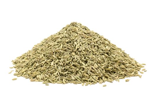 Pile of Organic Aniseed (Pimpinella anisum) isolated on white background.