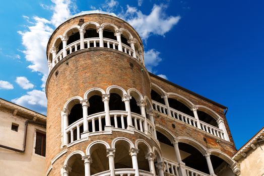 Detail of the Scala Contarini del Bovolo of Contarini Palace in the city of Venezia (UNESCO world heritage site), Veneto, Italy