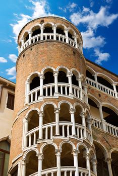 Detail of the Scala Contarini del Bovolo of Contarini Palace in the city of Venezia (UNESCO world heritage site), Veneto, Italy