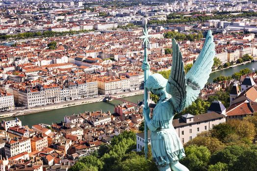 View of Lyon city from Fourviere, France