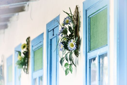 old blue doors and windows (hotel rooms)