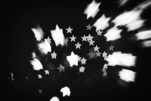 retro black and white stars in space (stars abstract blur background)