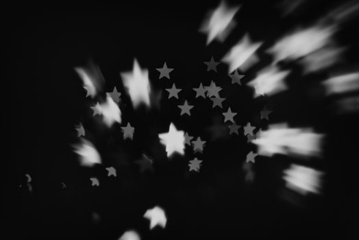 retro black and white stars in space (stars abstract blur background)