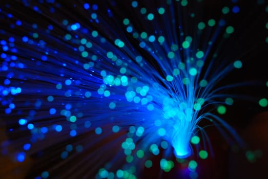 blue abstract blur background of optic fiber with bokeh