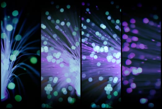 colored particles fly in space of the optical fiber and circling ( multilens abstract blur background  )