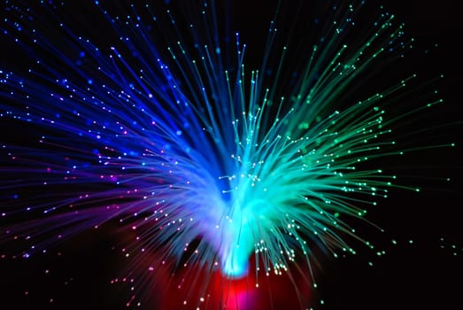 abstract blur background of green and blue optic fiber