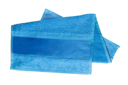 blue towel for face and hands with tape